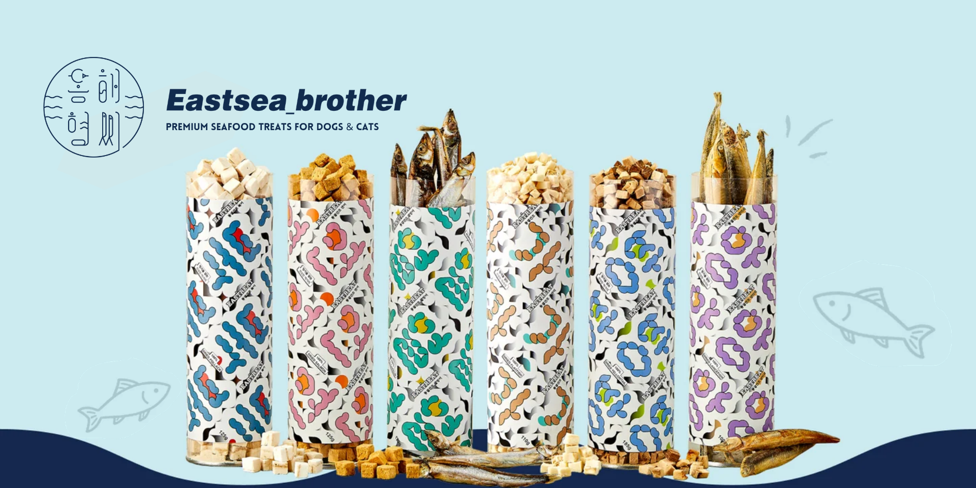 Premium seafood treats for dogs and cats